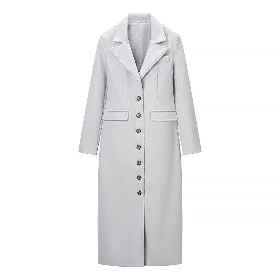 Damen Longline-Mantel mit taillierter Silhouette, strukturiertem Revers und Gehschlitz Shop Nory