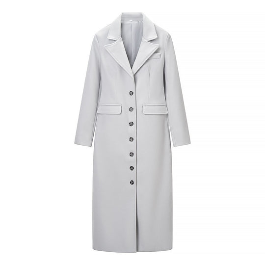 Damen Longline-Mantel mit taillierter Silhouette, strukturiertem Revers und Gehschlitz Shop Nory