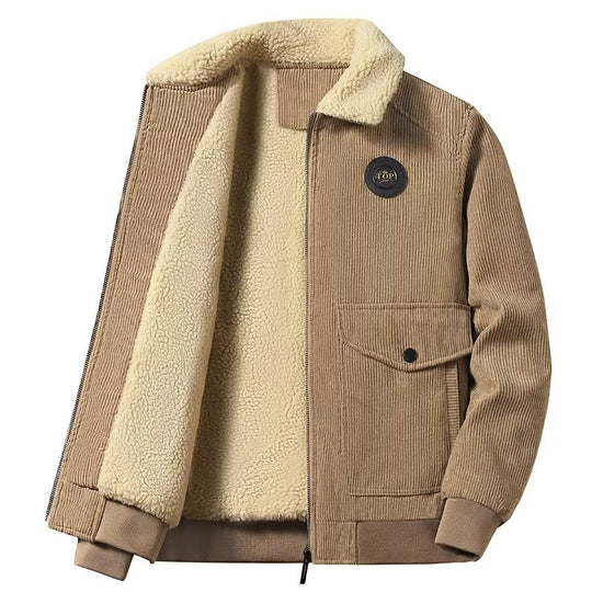 Herren Cord-Workerjacke mit Teddyfutter, Reißverschluss und Pattentasche Shop Nory
