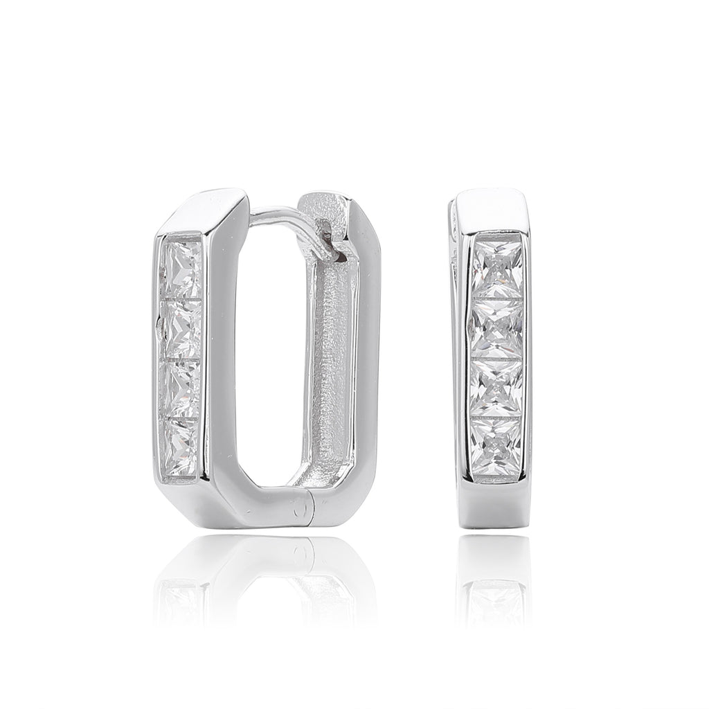 Damen Ohrcreolen mit glänzendem Zirkonbesatz aus hochwertigem 925 Sterling Silber Shop Nory