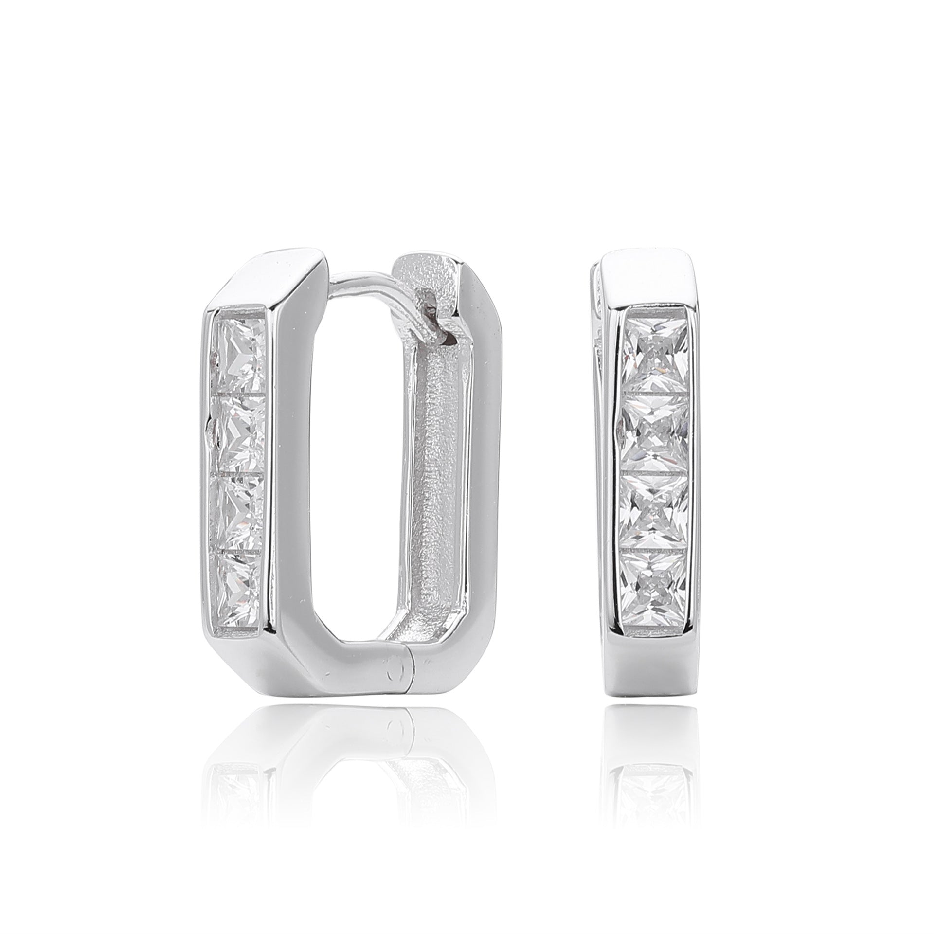Damen Ohrcreolen mit glänzendem Zirkonbesatz aus hochwertigem 925 Sterling Silber Shop Nory