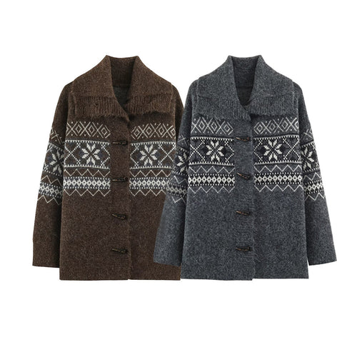 Damen Norwegisch gemusterter Wollmix-Dufflecoat mit Schalkragen und Knebelverschlüssen Shop Nory
