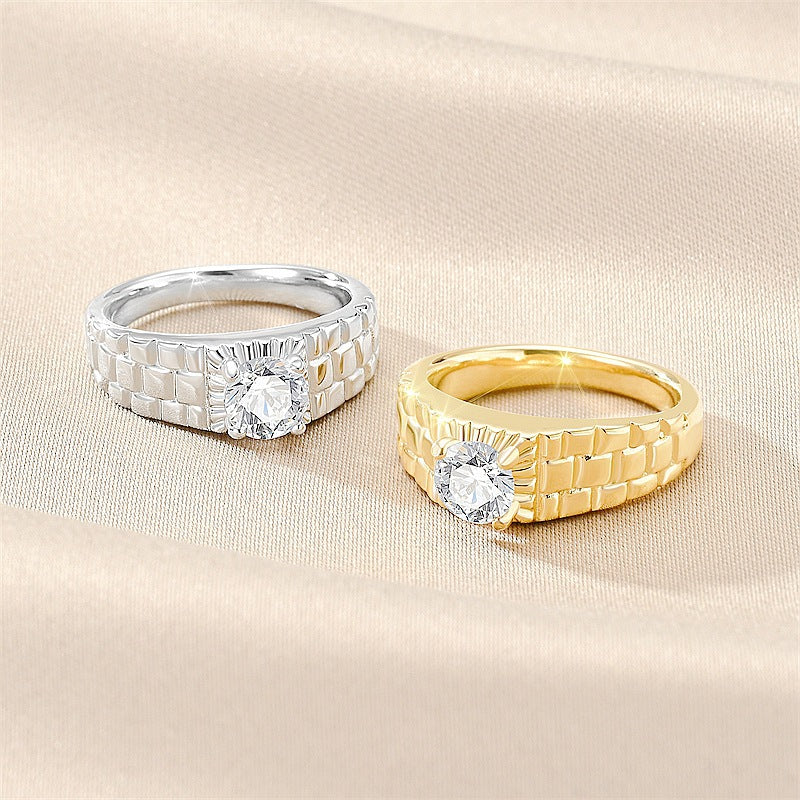 Herren Ring mit kunstvollem reliefartigem Design und glitzerndem Zirkonia Shop Nory
