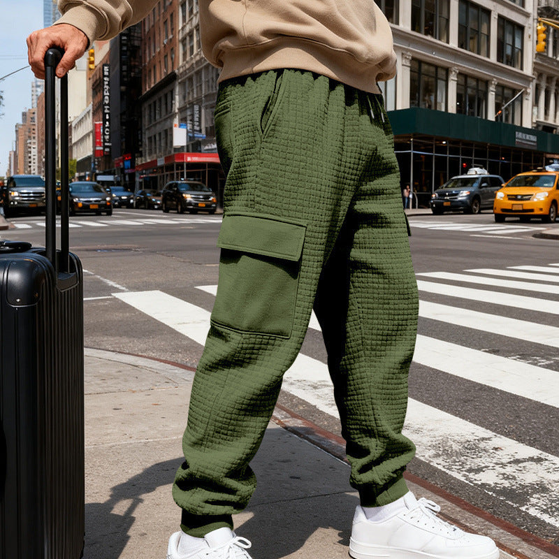Herren Cargo-Jogginghose mit markanter Waffelstruktur, elastischem Bund und großen Klappentaschen Shop Nory