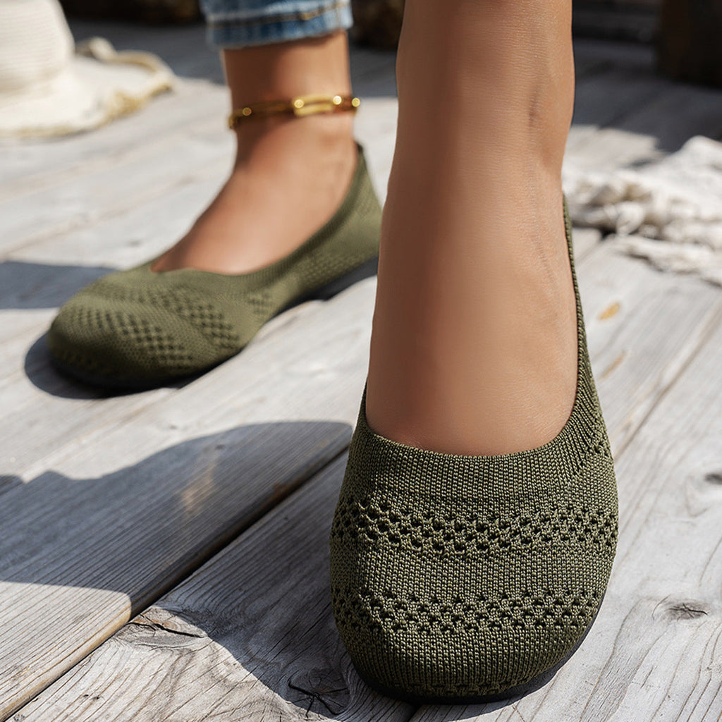 Damen Ballerinas mit elastischem Strickdesign und rutschfester Sohle