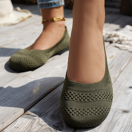 Damen Ballerinas mit elastischem Strickdesign und rutschfester Sohle