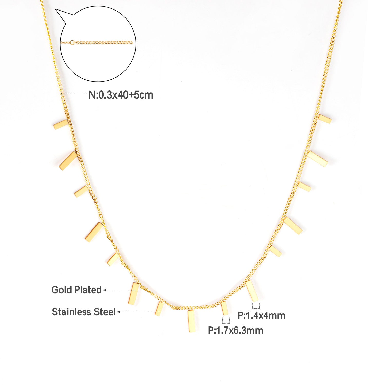 Damen elegante Goldplattierte Halskette mit geometrischen Anhängern Shop Nory
