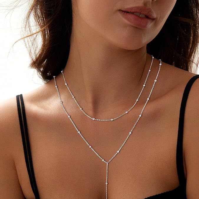 Damen Layered Halskette mit funkelnden Akzenten und eleganter Gliederkette Shop Nory