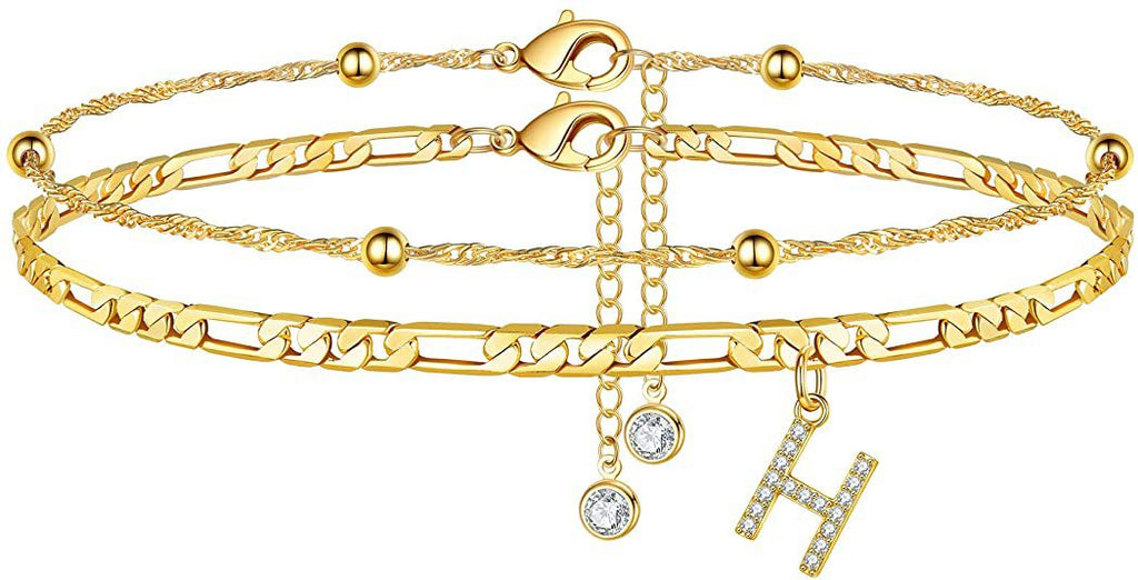 Damen Fußkettchen mit personalisiertem Anhänger und funkelnden Zirkonia-Elementen Shop Nory