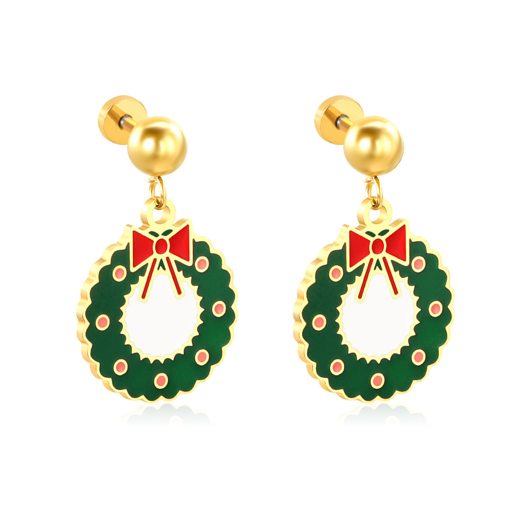 Damen Ohrhänger im festlichen Weihnachtskranz-Design Shop Nory