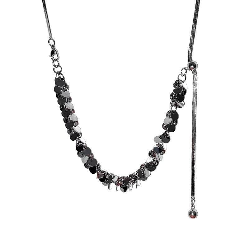 Damen elegante Halskette mit funkelnden Plättchen Shop Nory