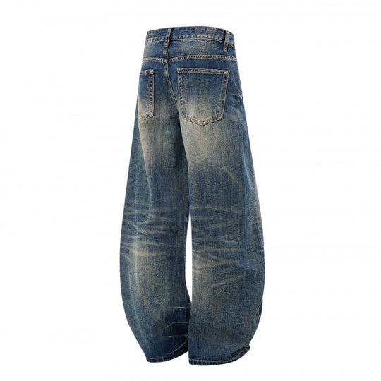 Damen High-Waist Ballon-Jeans mit Used-Waschung und weitem Statement-Bein Shop Nory