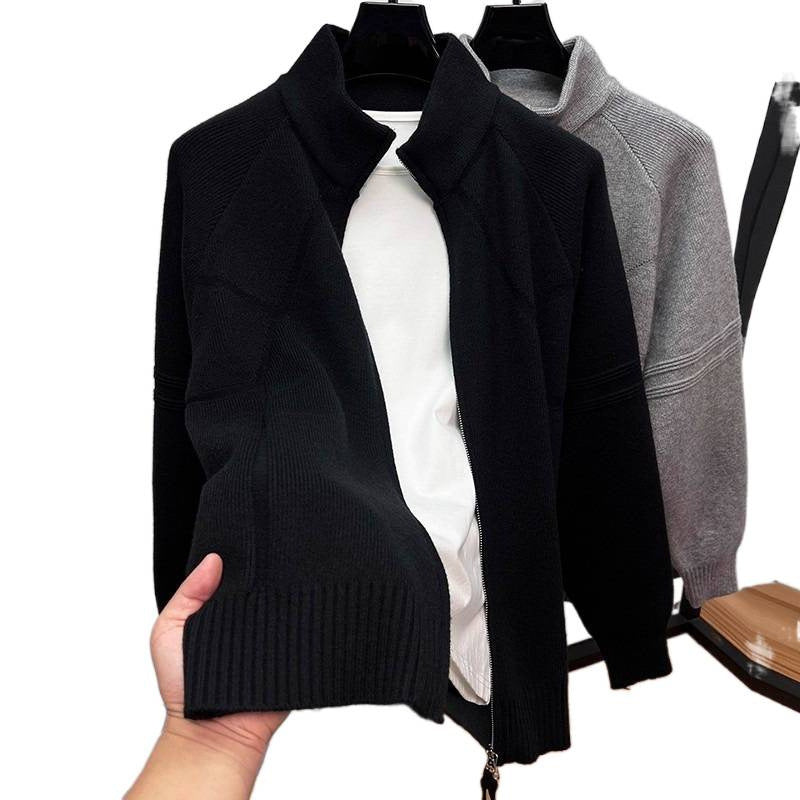 Herren Strukturierte Halbzip-Strickjacke mit Stehkragen und Raglanärmeln Shop Nory