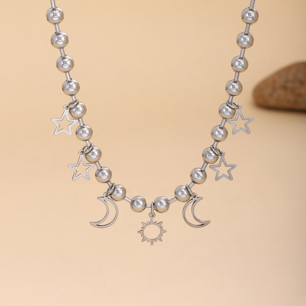 Damen charmante Kette mit Mond- und Stern-Anhängern Shop Nory