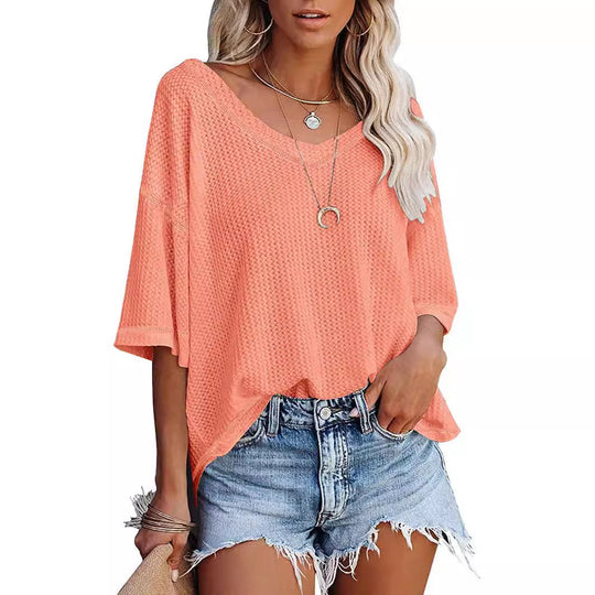 Damen lässiges Oversized-Oberteil mit strukturiertem WShopnorymuster