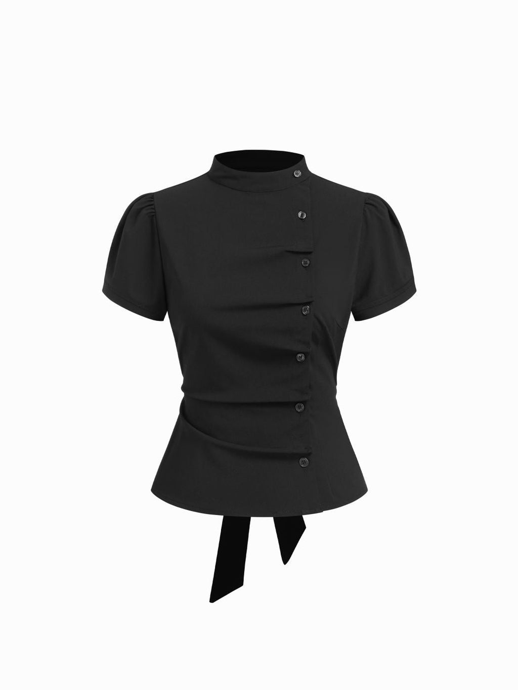 Damen Karierte Bluse mit hoher Taille und Puffärmeln