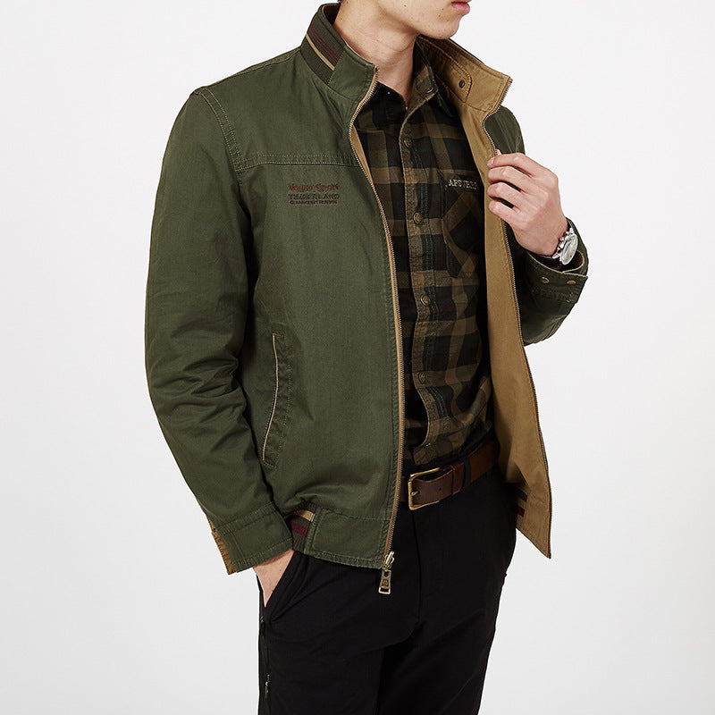 Herren Übergangs-Fieldjacke aus gewachstem Canvas mit Stehkragen und verdecktem Reißverschluss Shop Nory