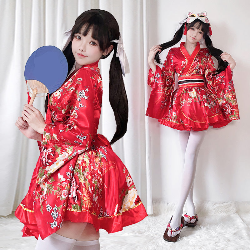 Damen Kimono-Kleid mit eleganter Schärpe und weitem Ärmel Shop Nory