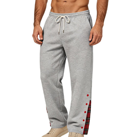 Herren weite Jogginghose mit Karobesatz und Druckknopf-Detail Shop Nory
