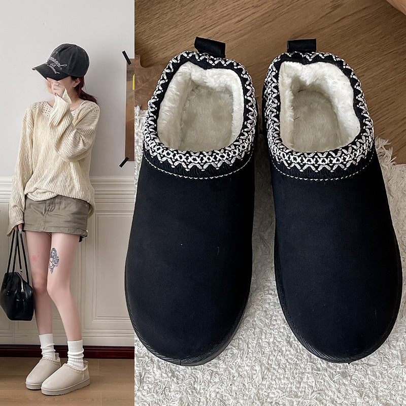 Damen Gefütterte Schlupf‑Hausschuhe im Bootie‑Stil mit Kunstfellfutter und dekorativer Zierborte Shop Nory