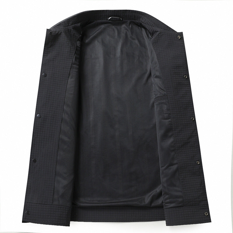 Herren Leichte strukturierte Overshirt-Jacke mit Druckknopfverschluss und Brusttasche Shop Nory