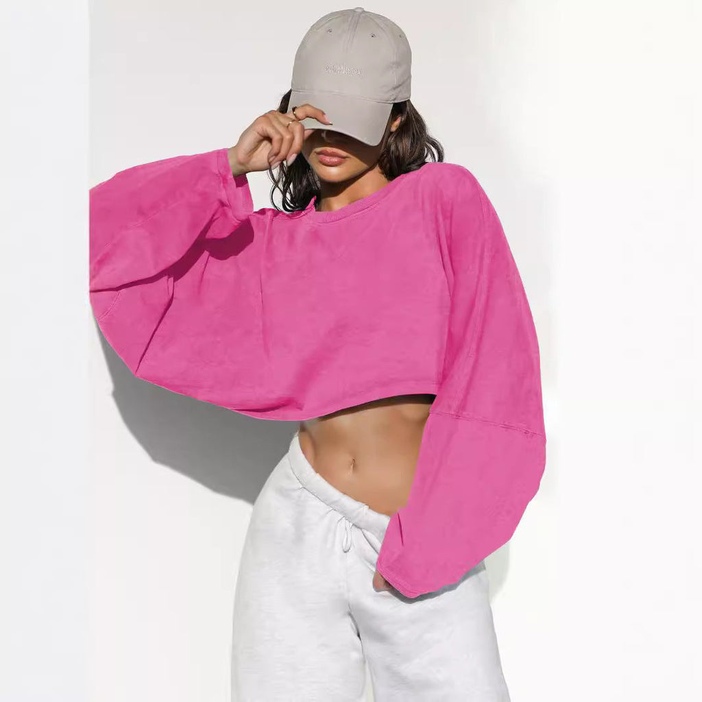 Damen lässiger Crop-Pullover