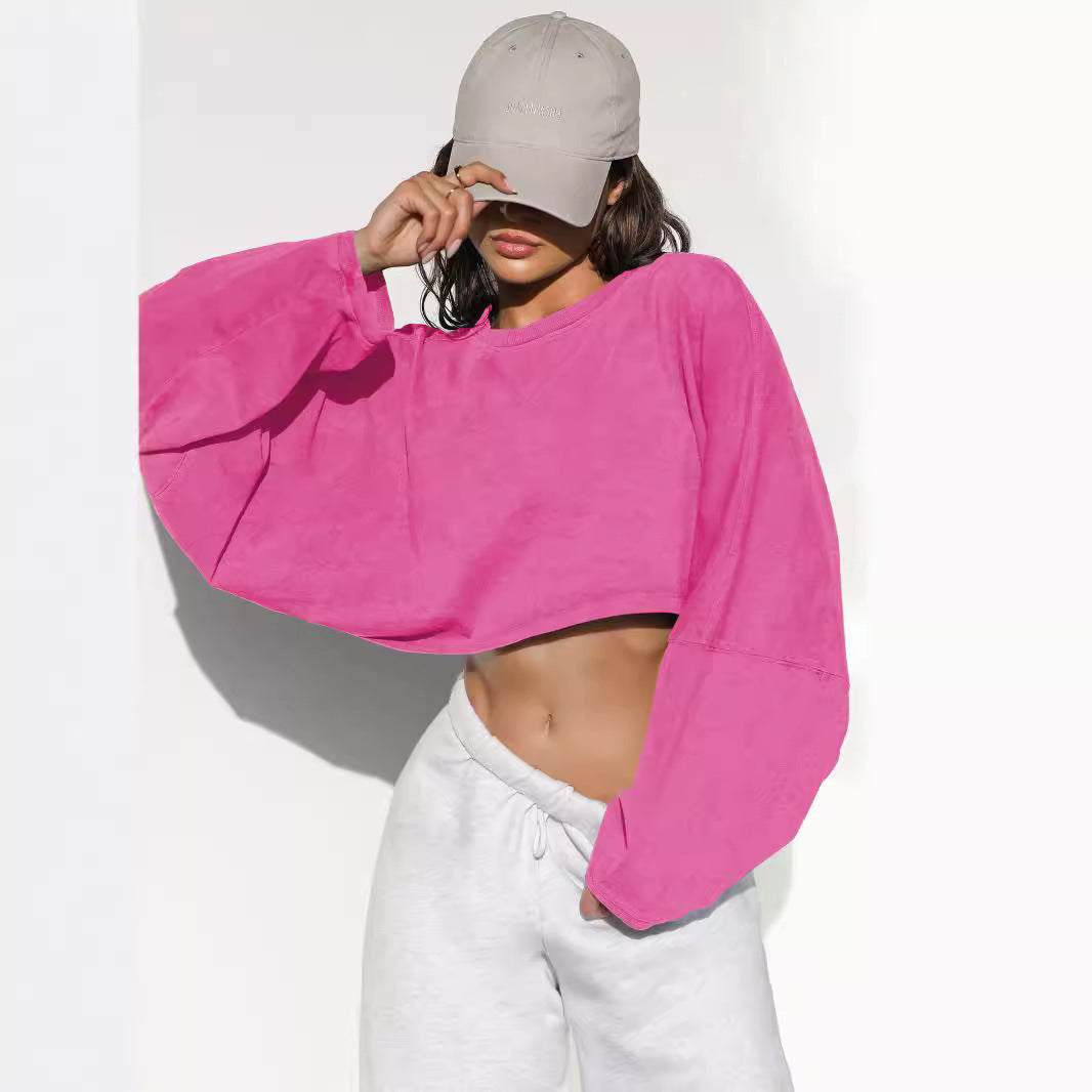 Damen lässiger Crop-Pullover