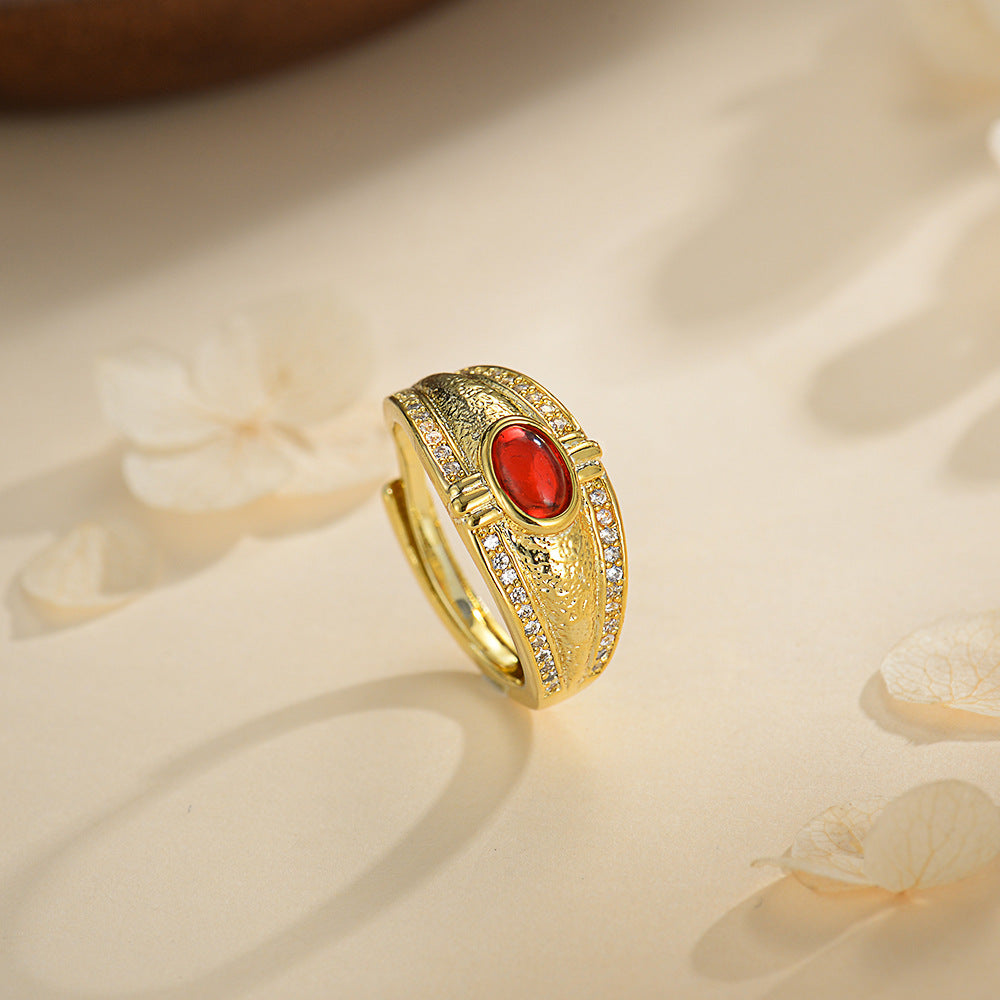 Damen Ring mit funkelndem Stein und kunstvollem goldenen Design Shop Nory
