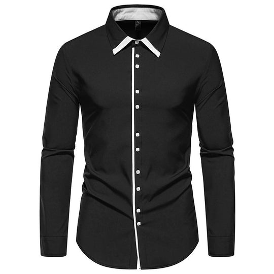 Herren Tailliertes Business‑Hemd mit Kontrastpaspel und Kentkragen Shop Nory