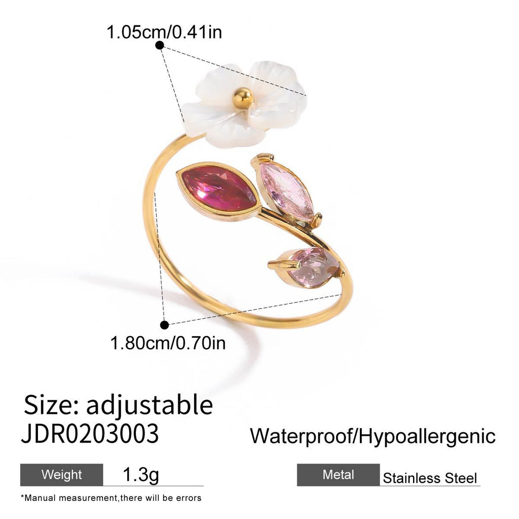 Damen Offener Ring mit floralem Design und verstellbarer Größe Shop Nory
