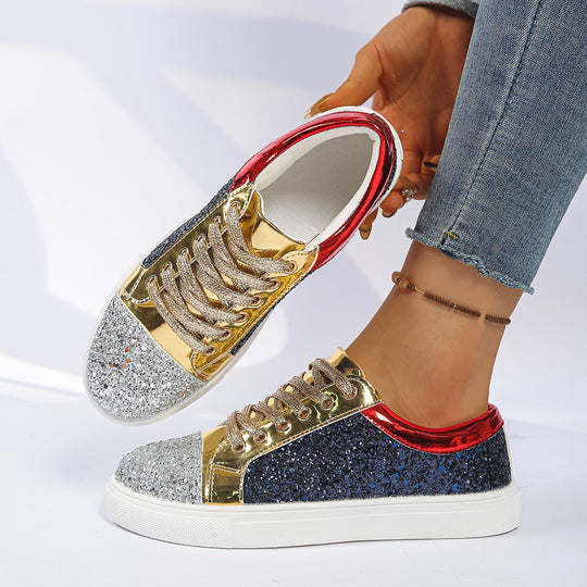 Damen Glitzer-Sneaker mit Metallic‑Einsätzen und gepolsterter Plateausohle Shop Nory