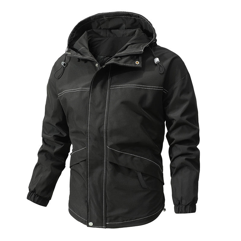 Herren Leichter urbaner Bomber mit Stehkragen, Reißverschluss-Ärmeltasche und Rippbündchen Shop Nory