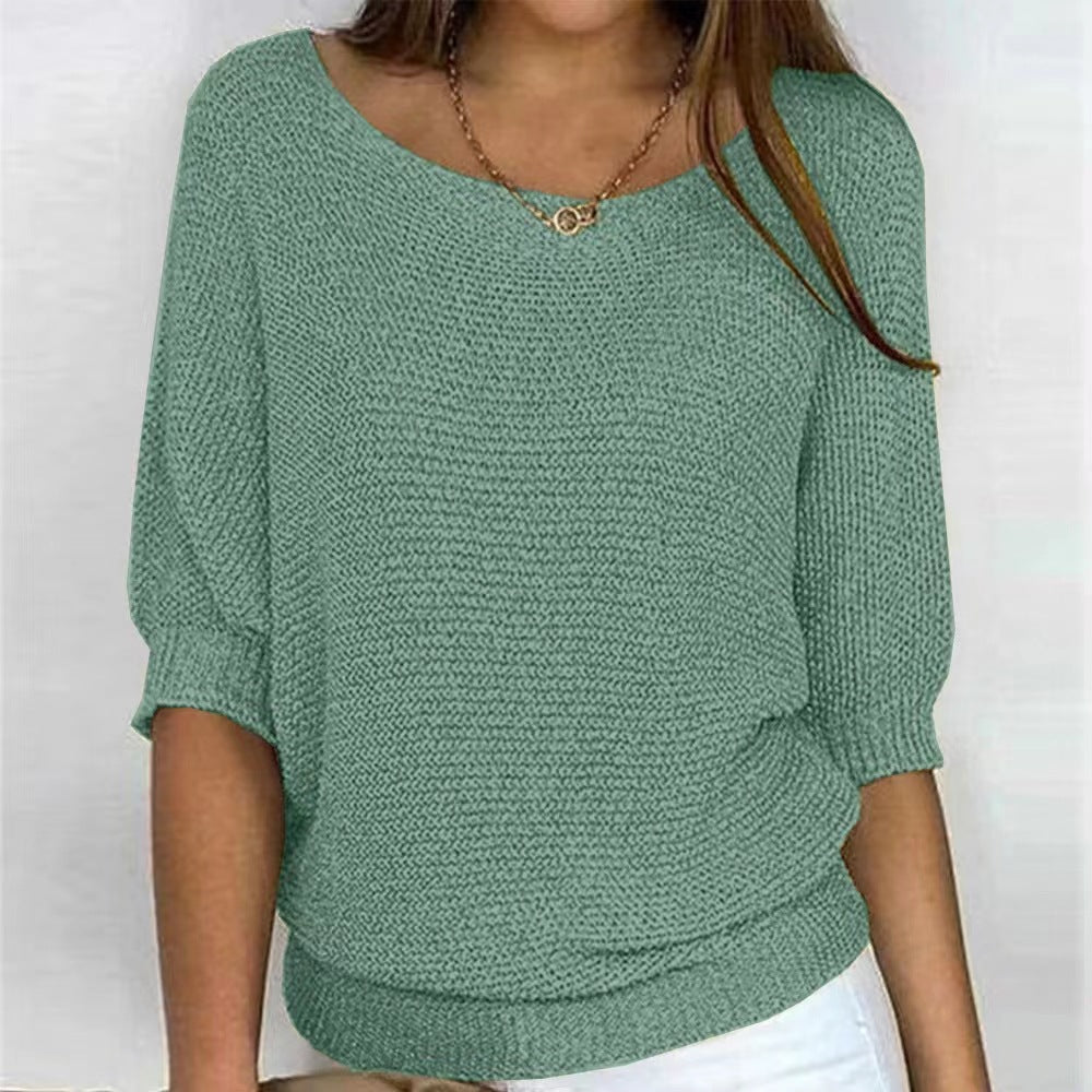 Damen nan legerer kastiger Feinstrickpullover mit weitem Ausschnitt Shop Nory