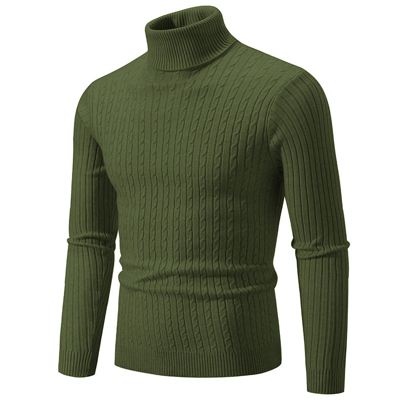 Herren Taillierter Thermo-Rollkragenpullover mit Zopf- und Rippstrickstruktur Shop Nory
