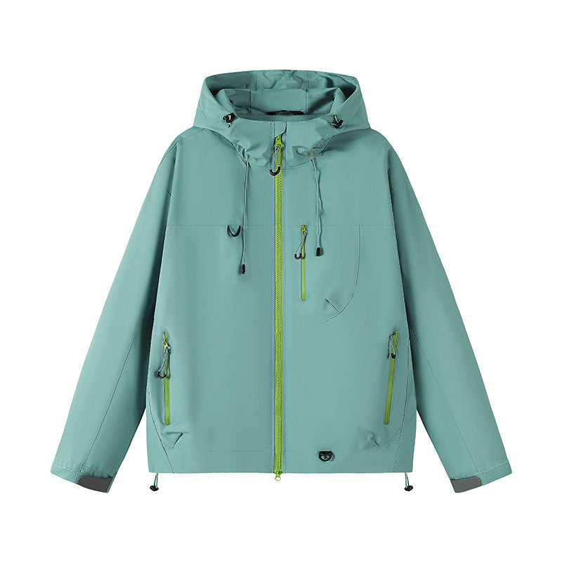 Damen technische Outdoor-Jacke mit Material und verstellbarem Kapuzensystem