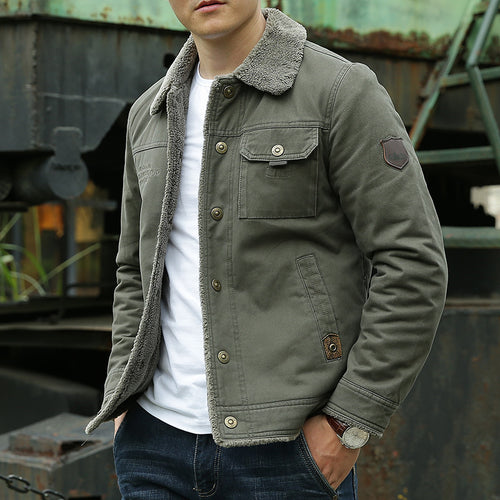 Herren Robust-Canvas-Fieldjacke mit Teddyfutter, Stehkragen und Utility-Taschen Shop Nory