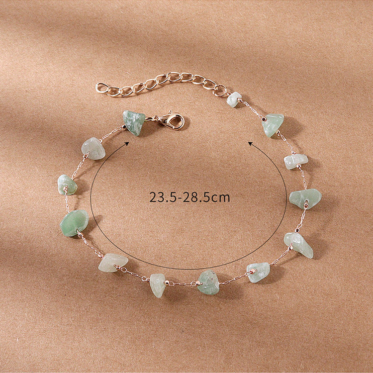 Damen Fußkettchen mit natürlichem Edelsteindekor und feinem Gliederdesign Shop Nory