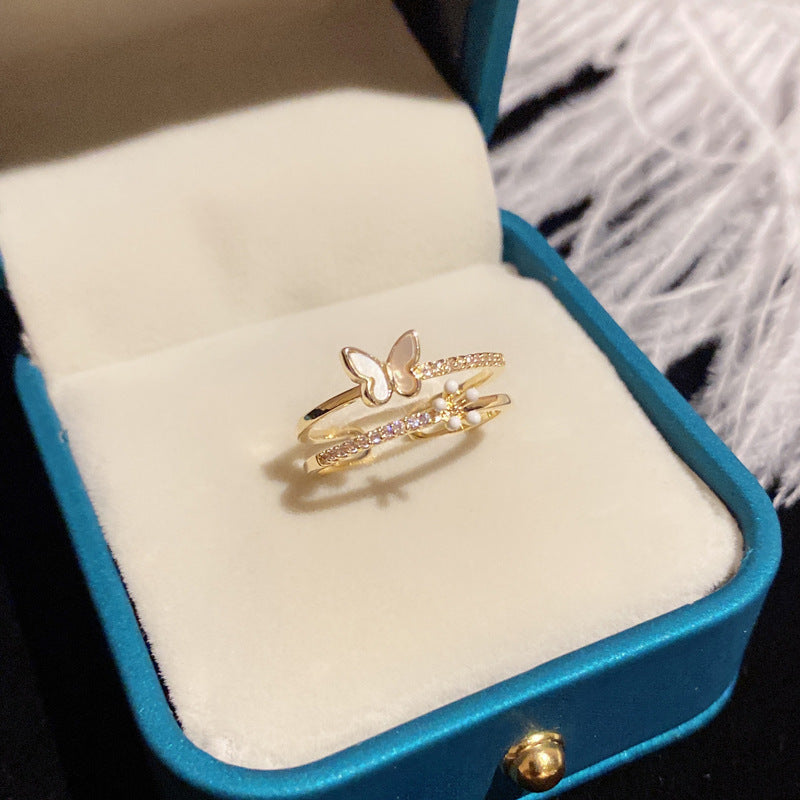 Damen Offener Ring mit filigranem Schmetterlingsdesign Shop Nory
