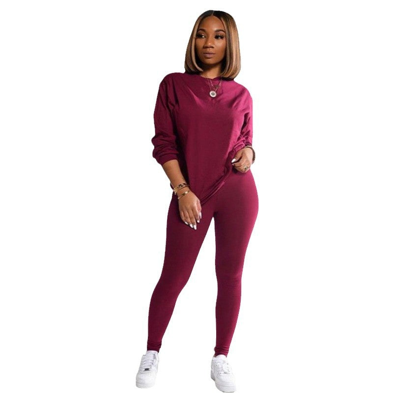 Damen Langarm Schlafanzug Set mit elastischen Hosen