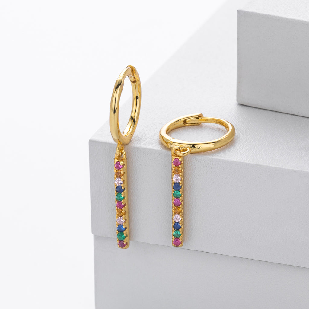 Damen Ohrhänger mit bunten Zirkonia und modernem Design Shop Nory