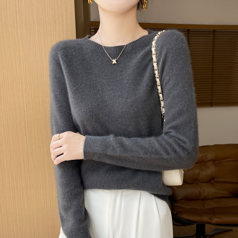 Damen Weicher Mohair‑Optik Rundhals‑Pullover mit feinem Rippsaum und leichter Oversize‑Passform Shop Nory