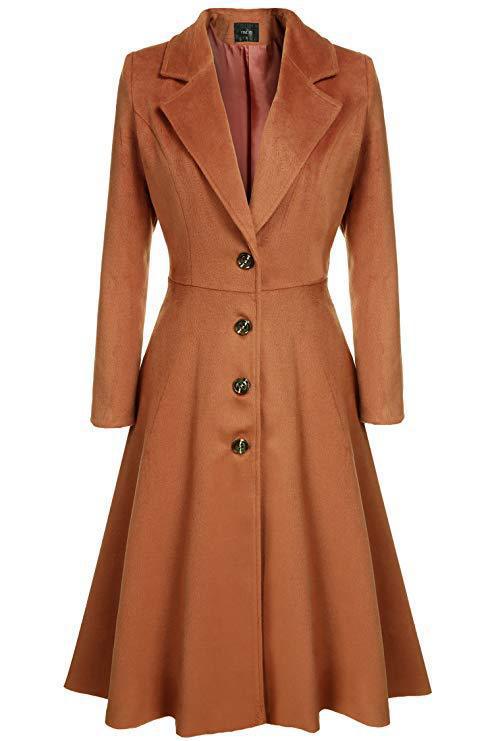 Damen eleganter Trenchcoat mit strukturiertem Fleece und kunstvollen Knopfdetails