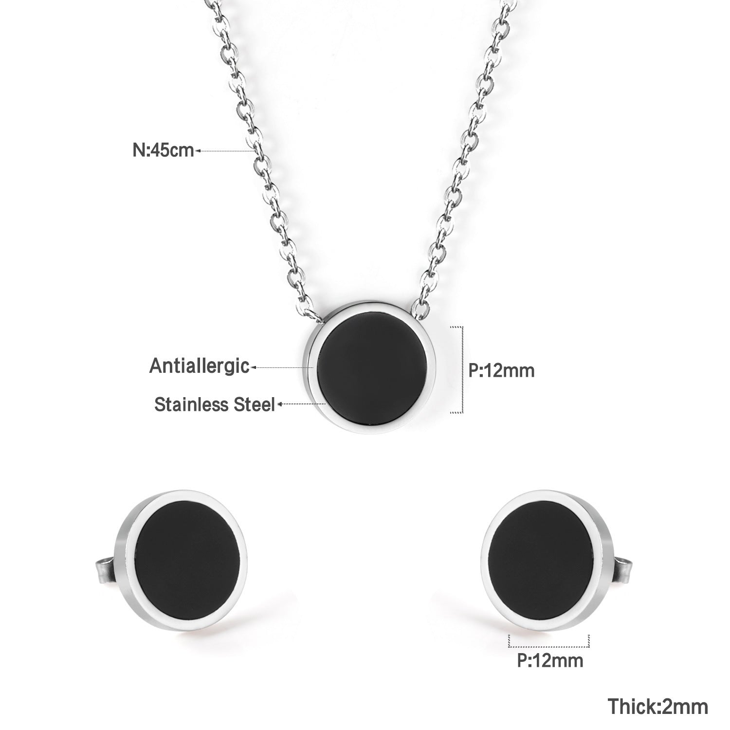 Damen Schmuckset mit goldplattiertem Edelstahl-Halskette und Ohrsteckern Shop Nory