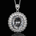 Halo ovaler Anhänger mit Pavé-Zirkonia und Sterlingsilberkette
