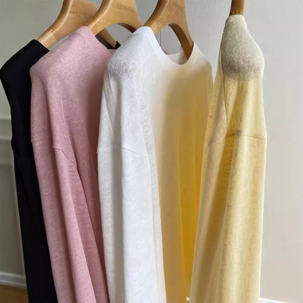 Damen Lässiges Langarmshirt mit V-Ausschnitt Shop Nory