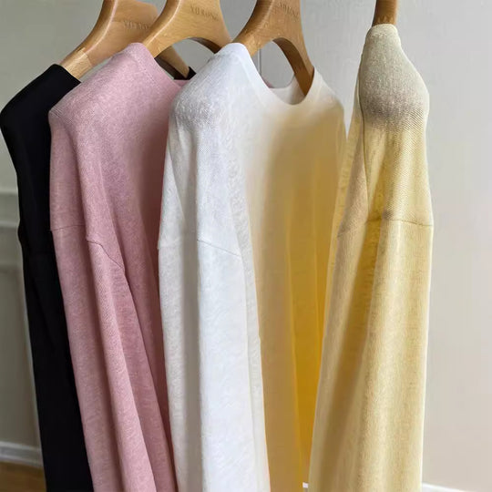 Damen Lässiges Langarmshirt mit V-Ausschnitt Shop Nory