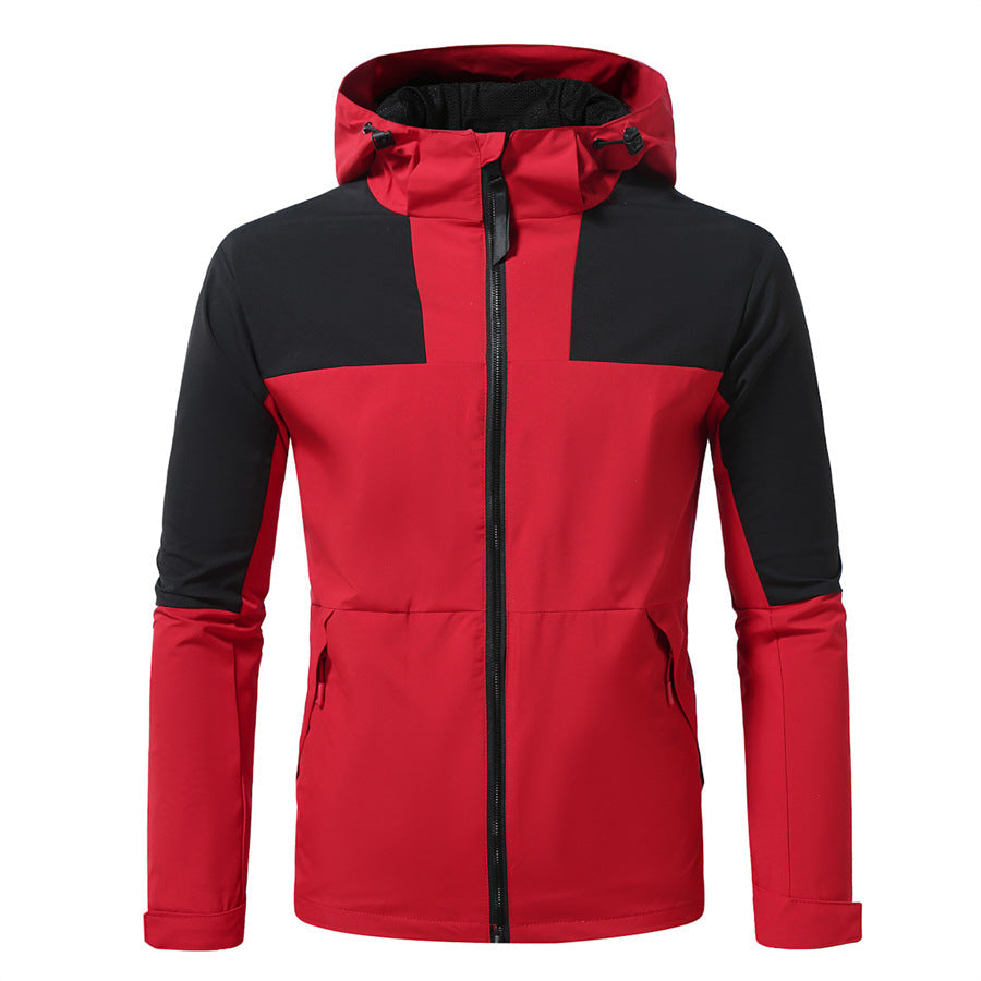 Herren Windbreaker Jacke mit verstellbarem Kapuzenkragen und seitlichen Taschen