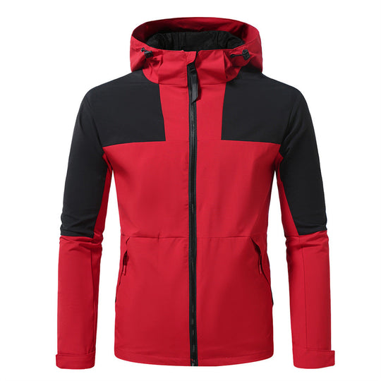 Herren Windbreaker Jacke mit verstellbarem Kapuzenkragen und seitlichen Taschen