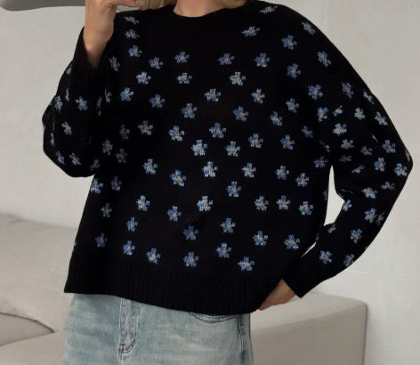 Damen Modischer Pullover mit floralen Mustern