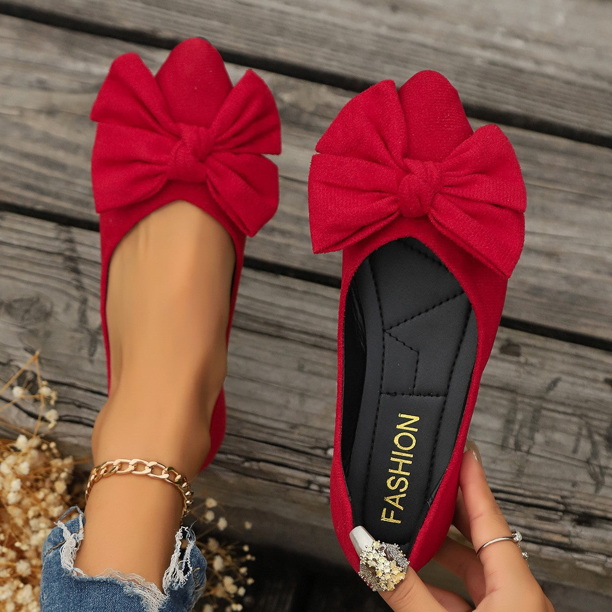Damen Ballerinas mit modischem Schleifen-Design